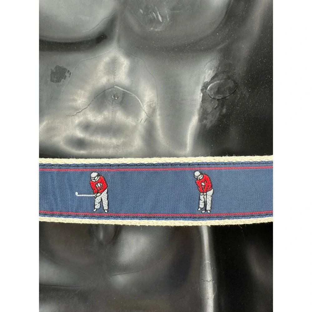 Leather Man Limited Men's Handmade Blue Canvas Golfer Leather Belt Size 38